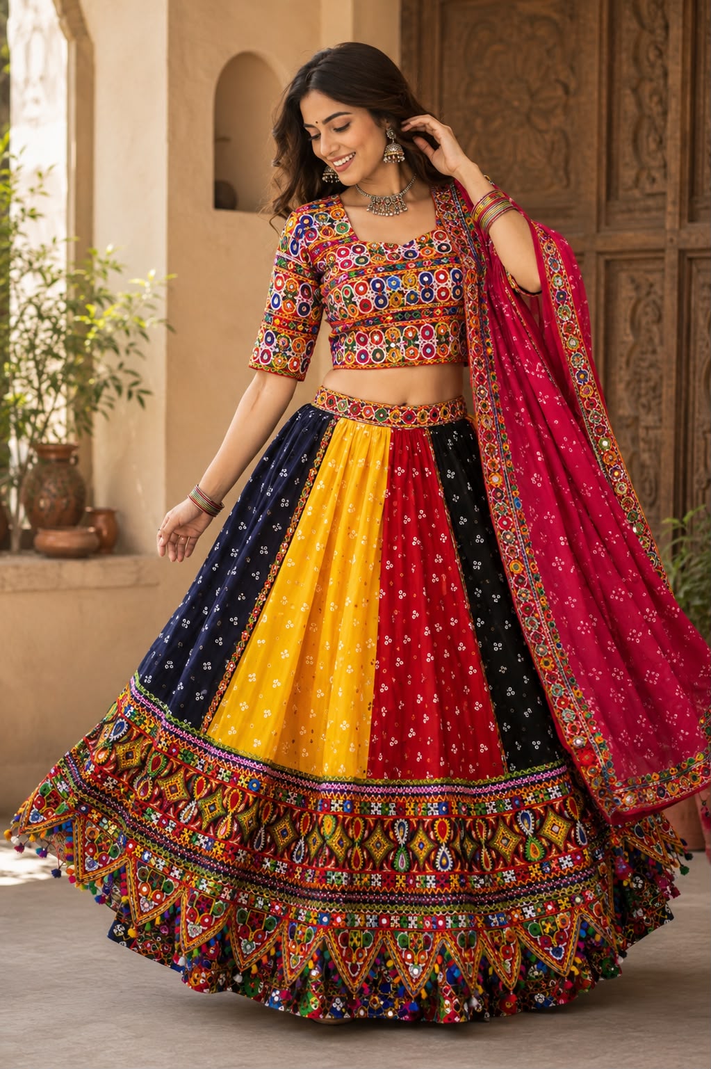 Celebrate Navratri in Style with D'MAYE's Multicolor Gujarati Chaniya Choli