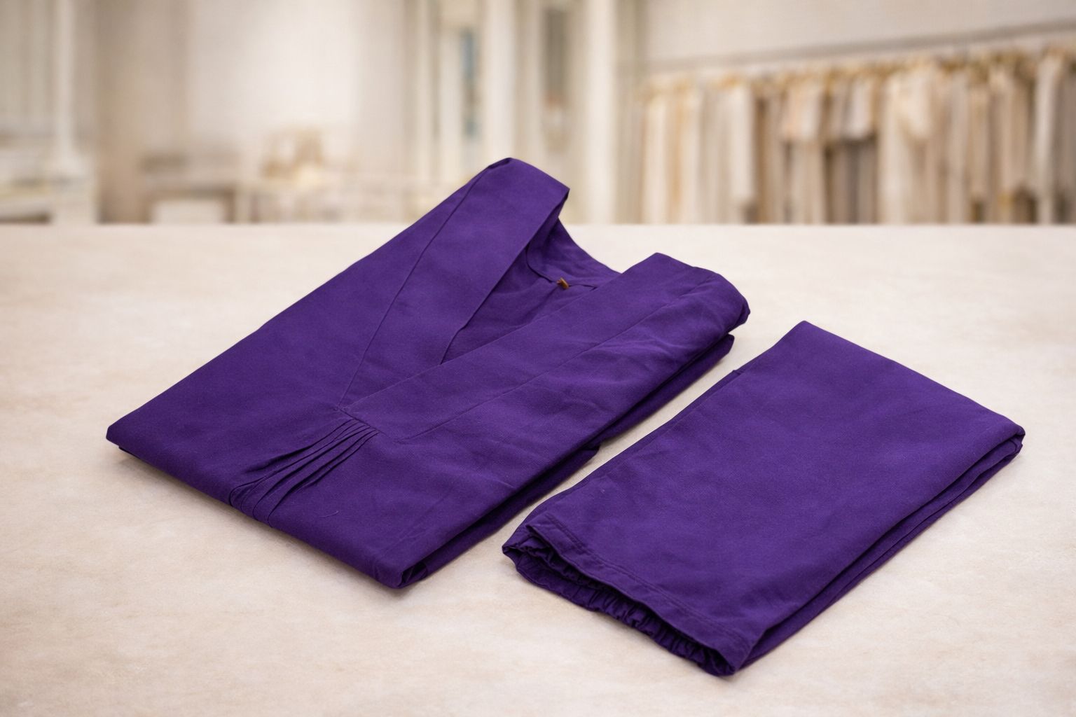 DMAYE Royal Purple V-Neck Kurta Pant Set