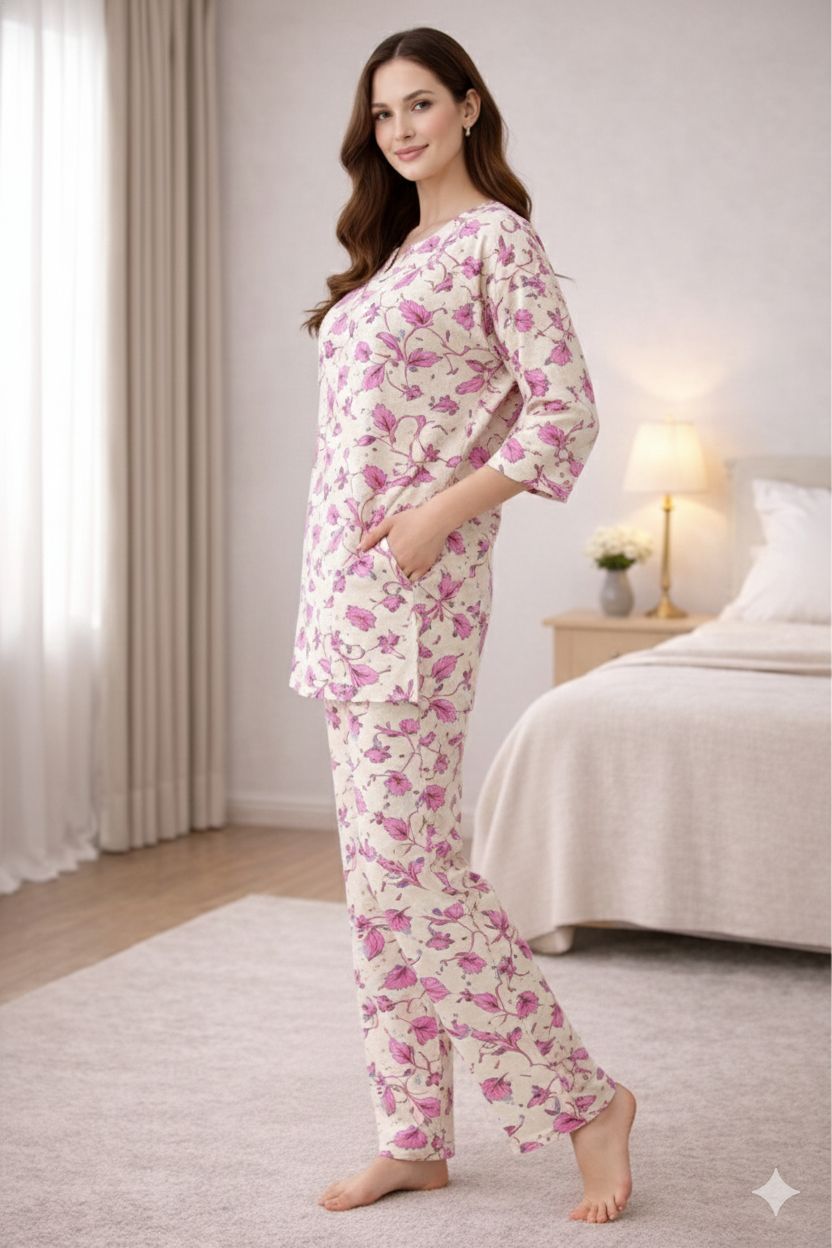 D'MAYE Blush Bloom Comfort Night Suit Set