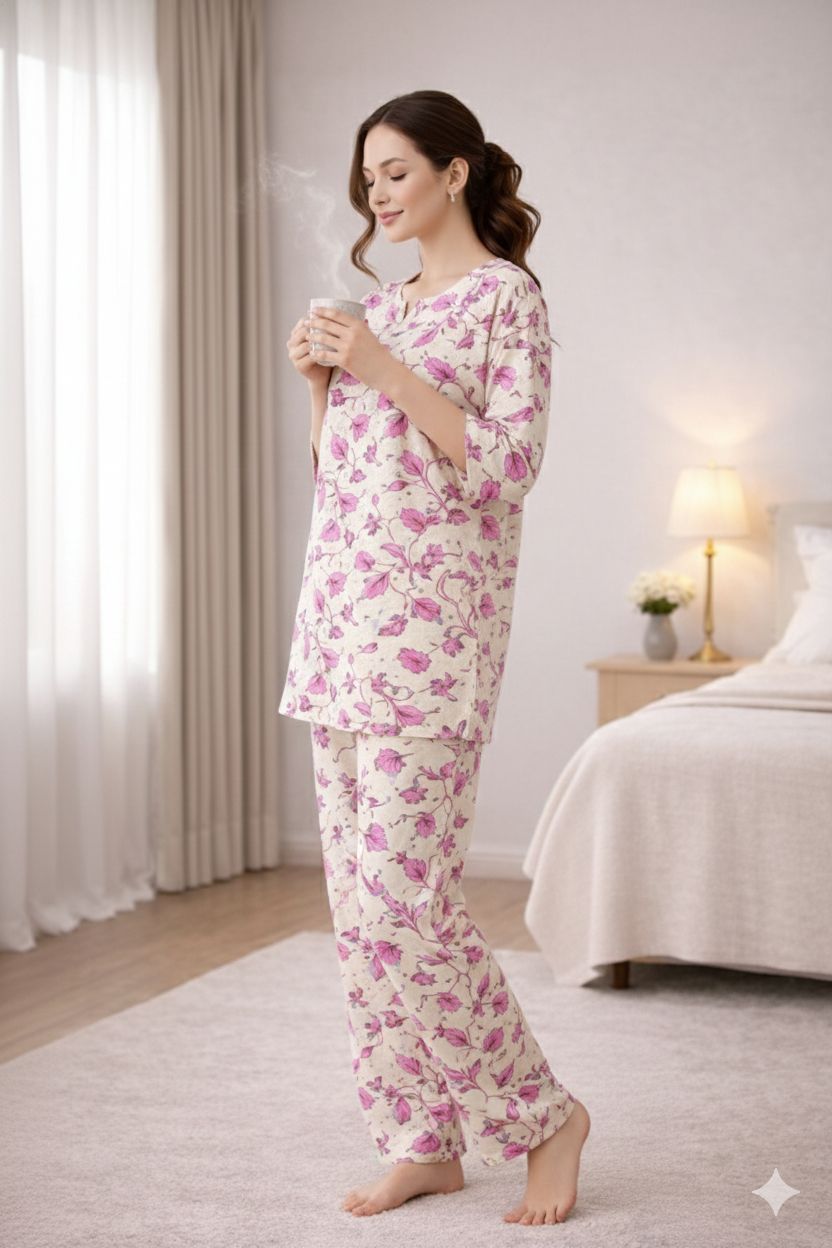 D'MAYE Blush Bloom Comfort Night Suit Set