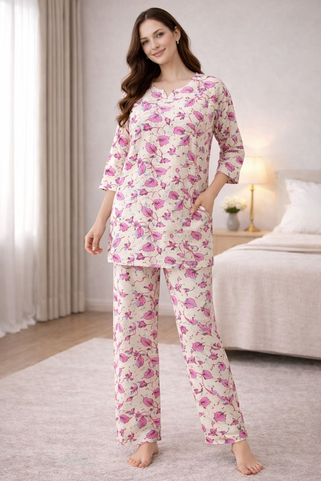 D'MAYE Blush Bloom Comfort Night Suit Set