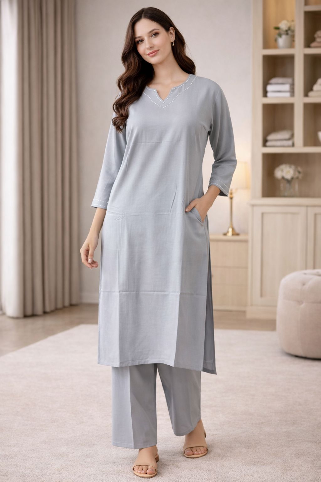D'MAYE Serene Ease Lounge Kurta Set