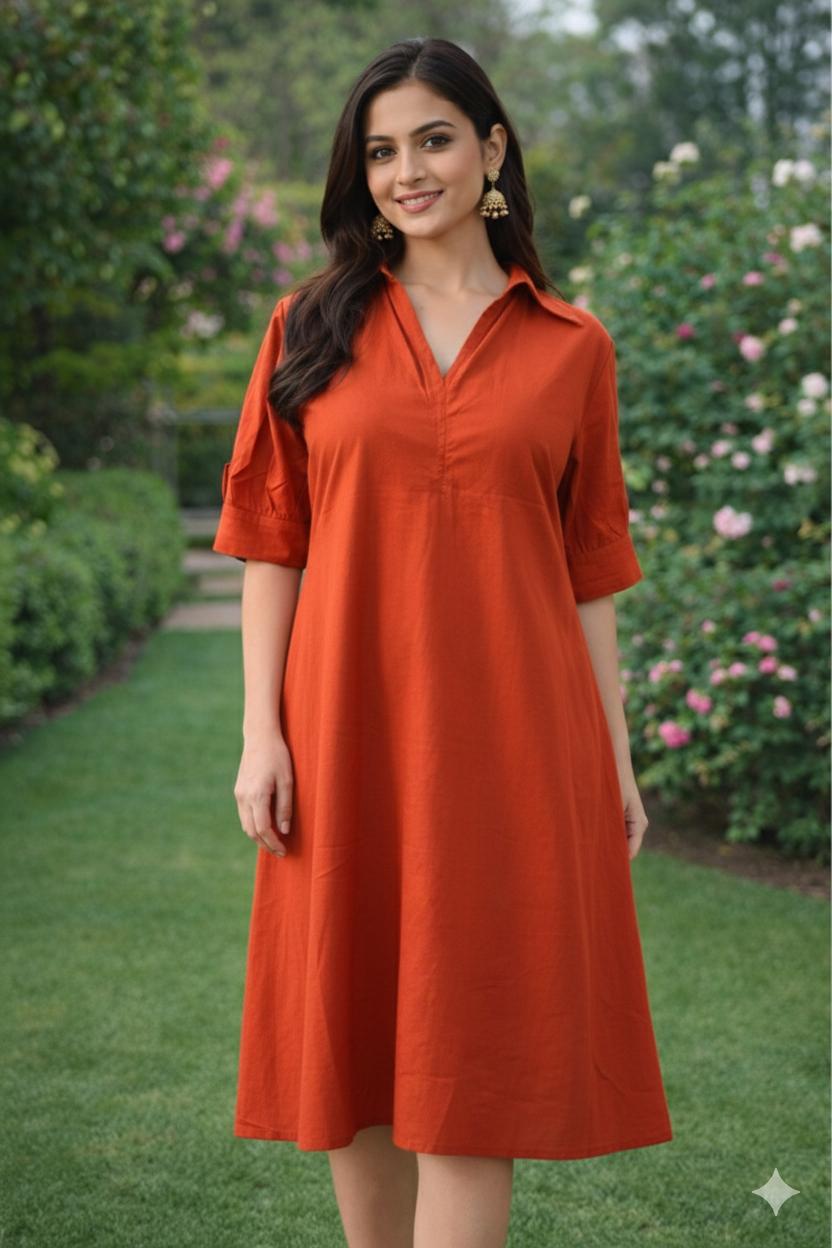 D'MAYE Rust Aura Shirt Dress