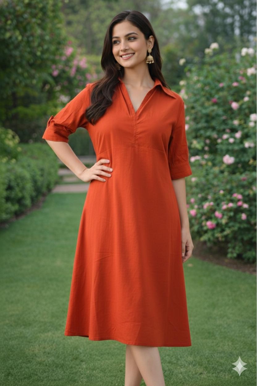 D'MAYE Rust Aura Shirt Dress