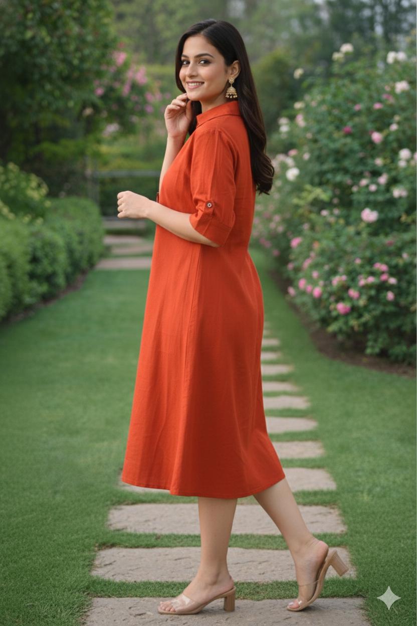 D'MAYE Rust Aura Shirt Dress