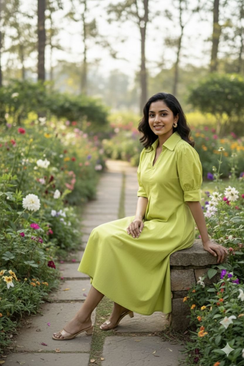 D'MAYE Verdant Grace Midi Dress