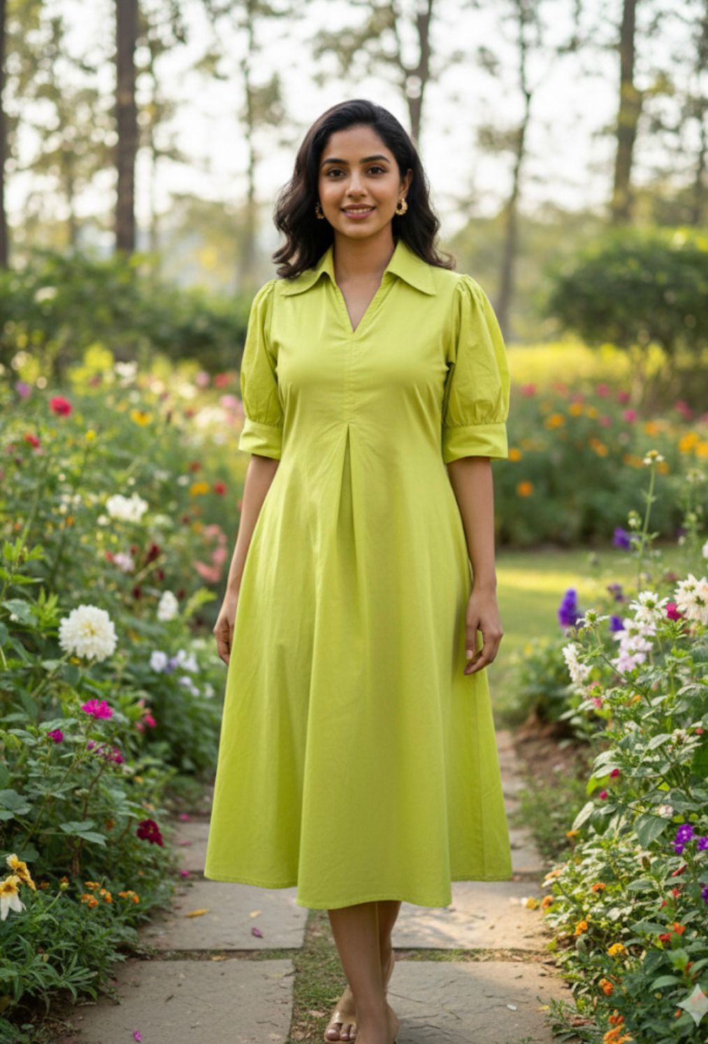 D'MAYE Verdant Grace Midi Dress