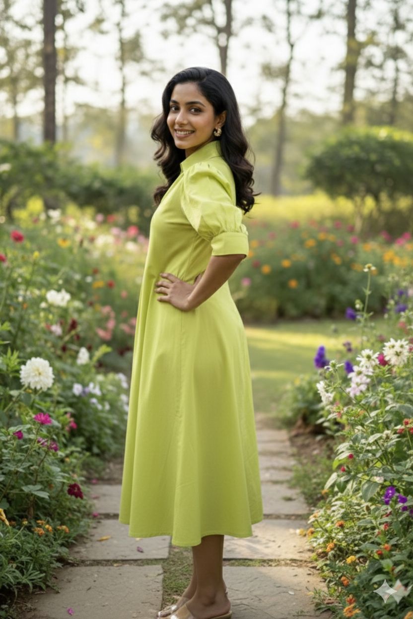 D'MAYE Verdant Grace Midi Dress