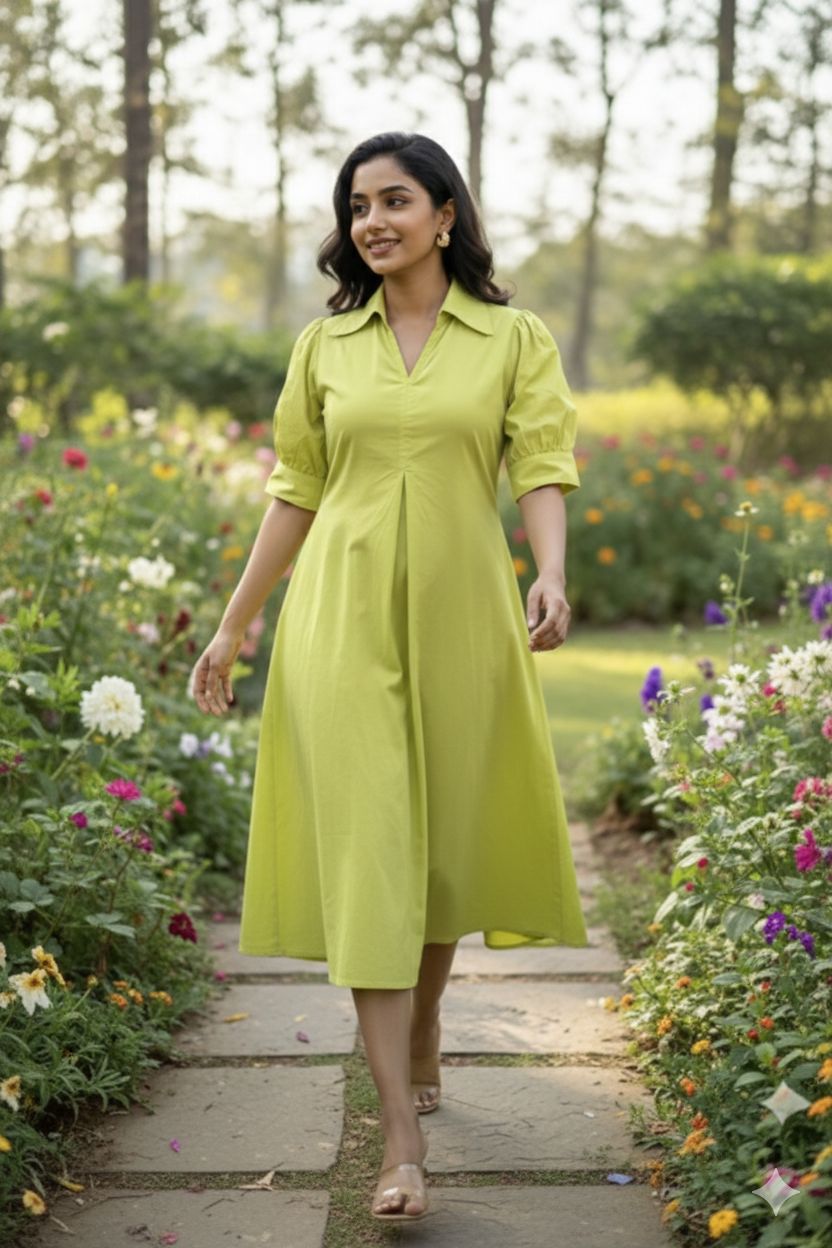 D'MAYE Verdant Grace Midi Dress