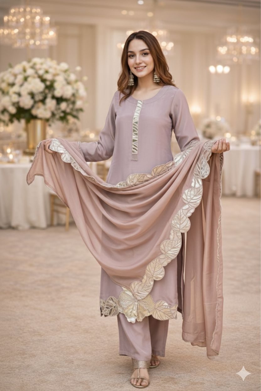 D'MAYE Onion pink Tissue shimmer party suit set