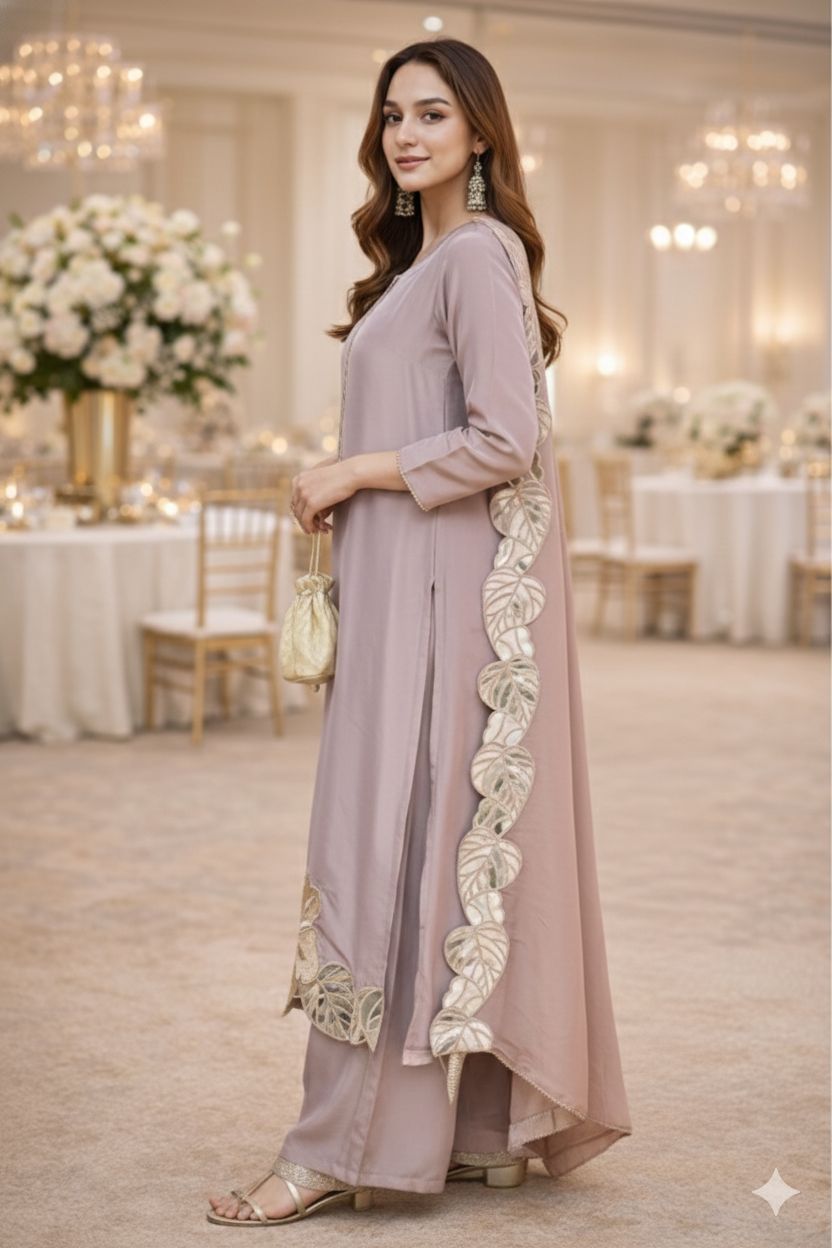 D'MAYE Onion pink Tissue shimmer party suit set