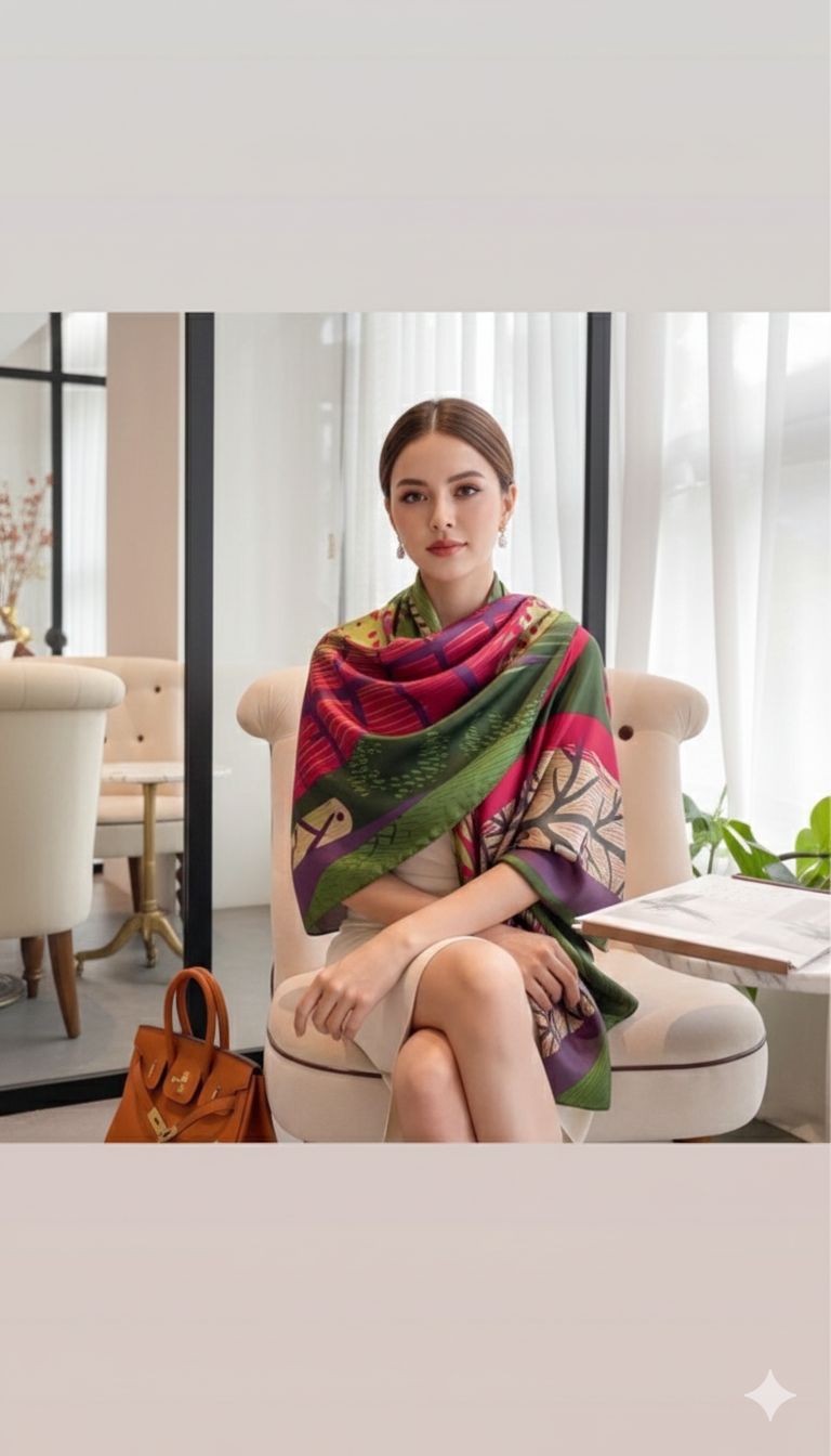 D'MAYE Botanical Luxe Satin Scarf