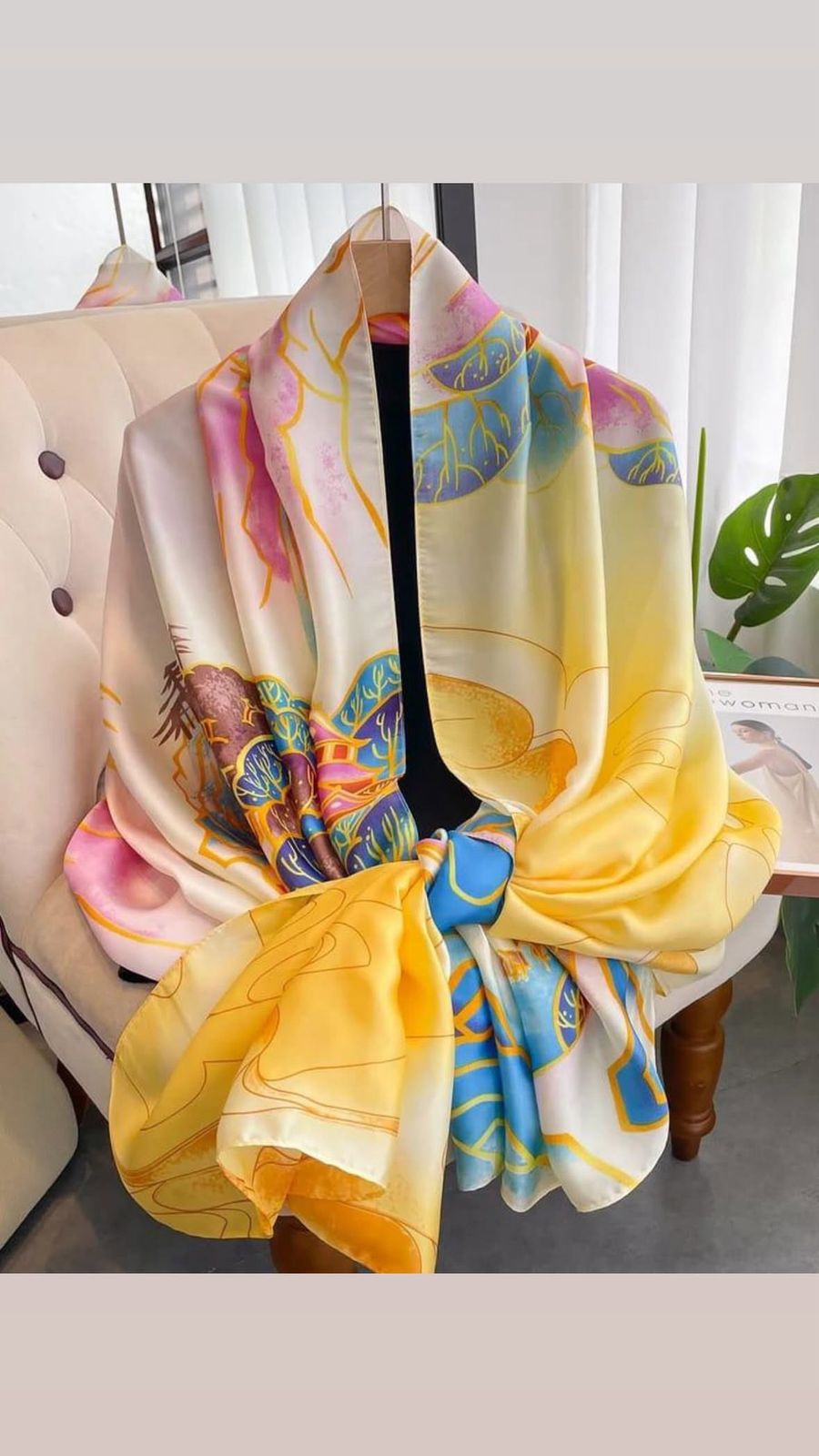 D’MAYE Pastel Bloom Luxe Satin Scarf