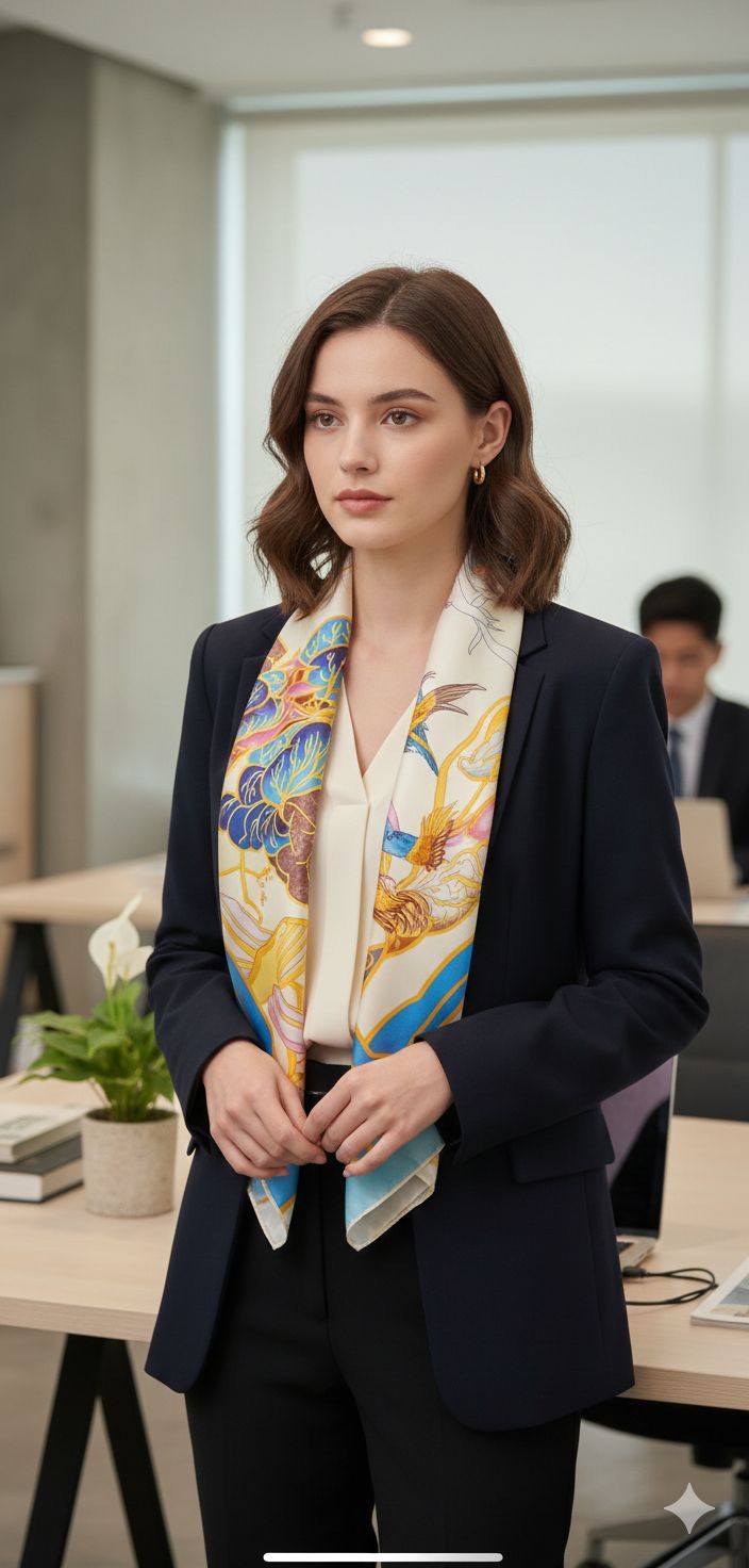 D’MAYE Pastel Bloom Luxe Satin Scarf