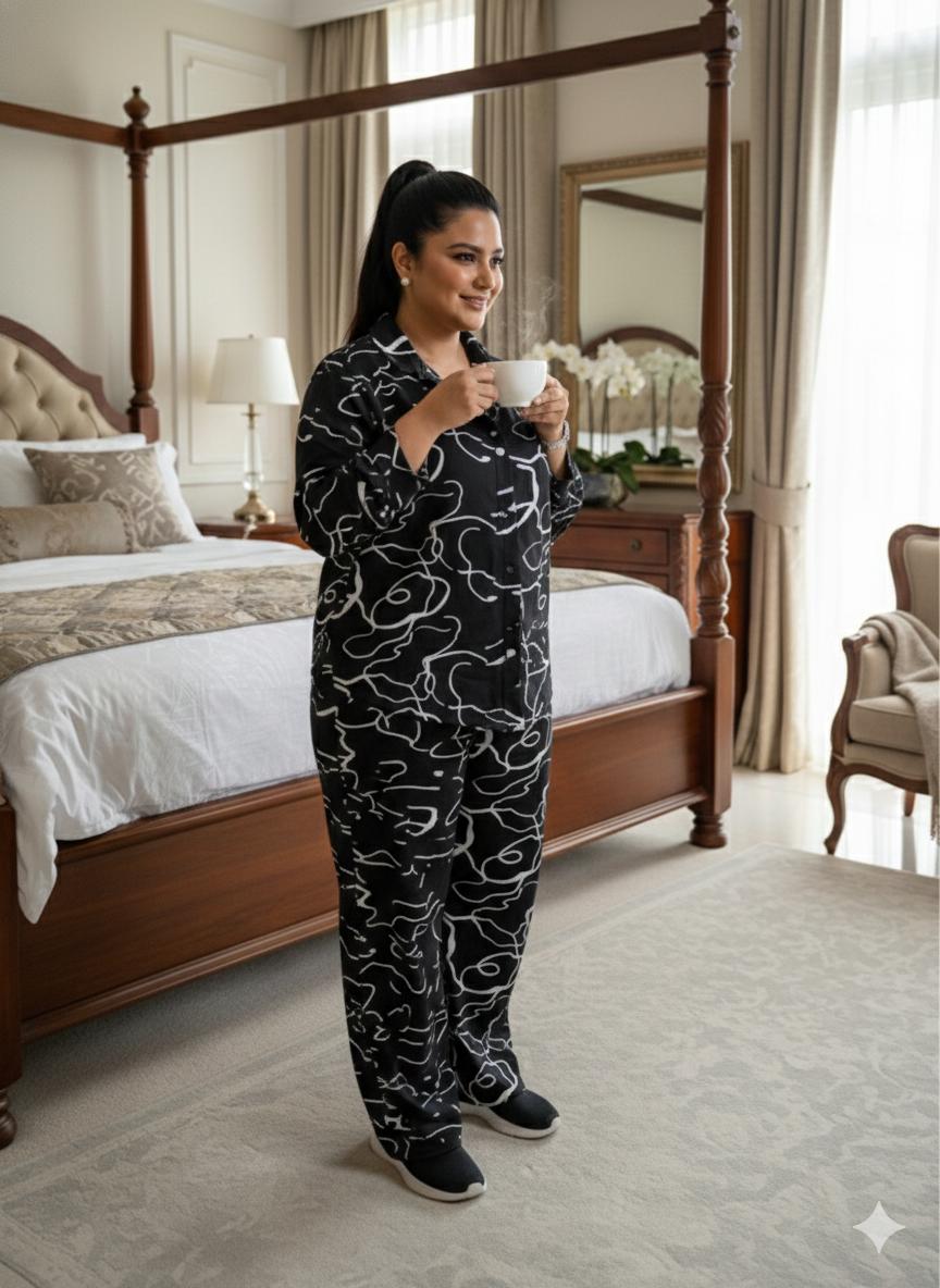 D'MAYE Midnight Muse Abstract Printed Kurta Set