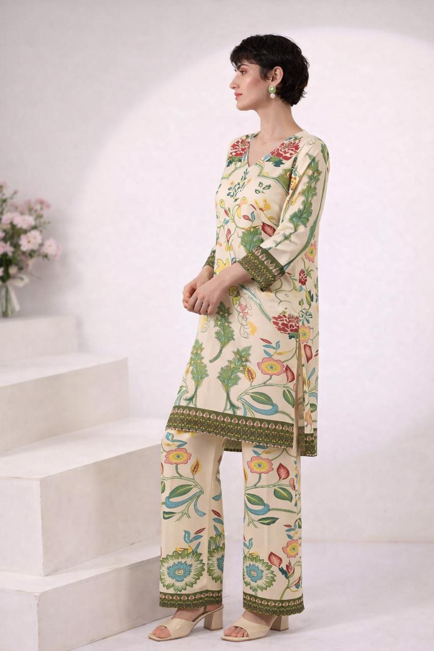 D'MAYE Ivory Garden Printed Coord Set