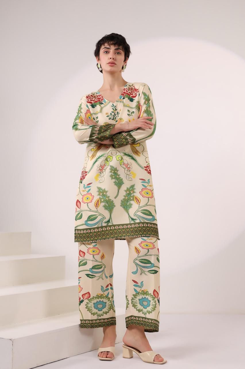 D'MAYE Ivory Garden Printed Coord Set