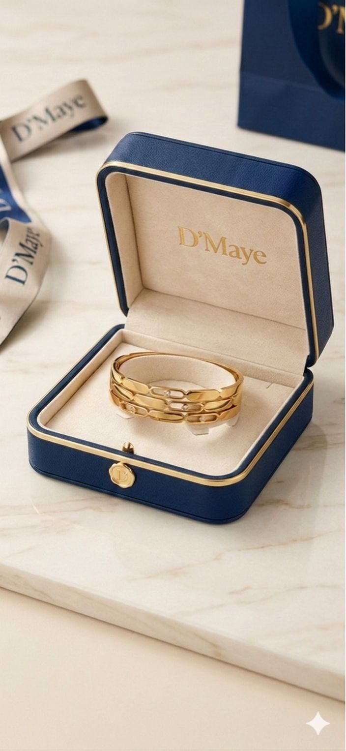 D'MAYE Gold Link Crystal Bracelet for Women – Elegant Statement Bracelet