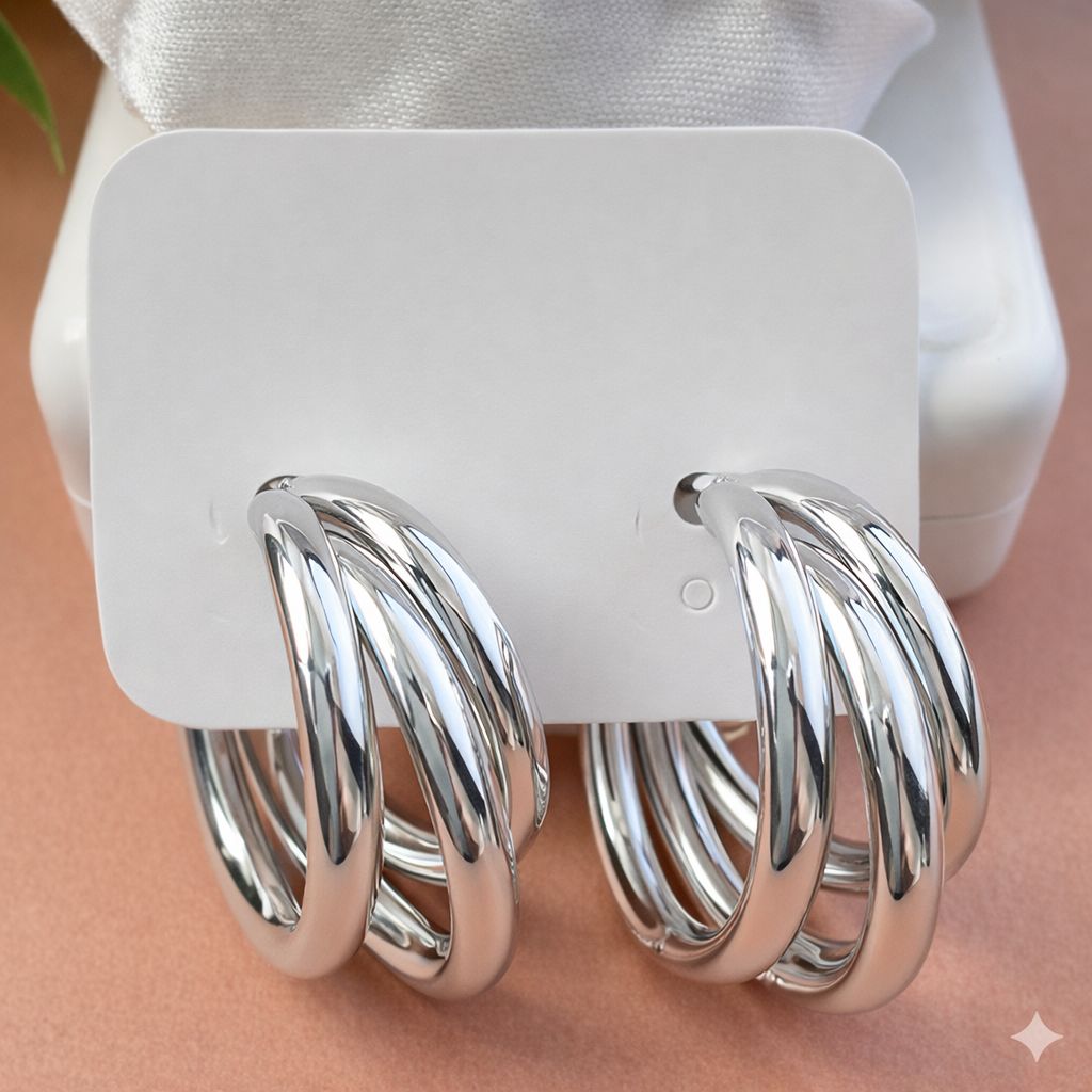 D'MAYE Silver Multi-Hoop Earrings