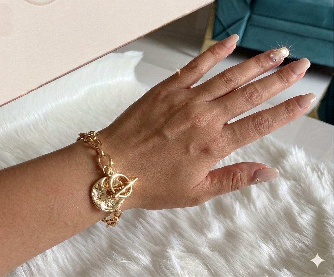 D'MAYE Gold Bead Charm Bracelet for Women