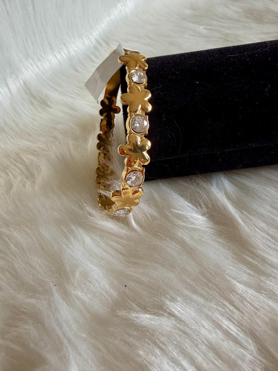 D'MAYE Floral Crystal Gold Bracelet for Women