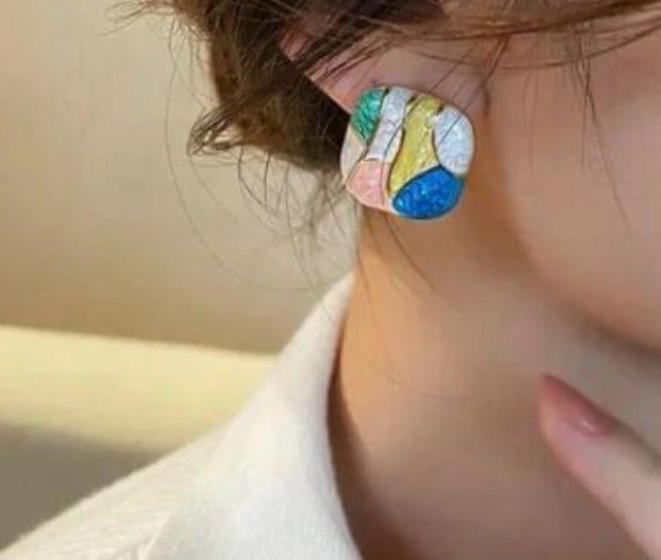 Trendy Multicolor Abstract Stud Earrings for Women | Stylish Statement Jewellery|D'MAYE