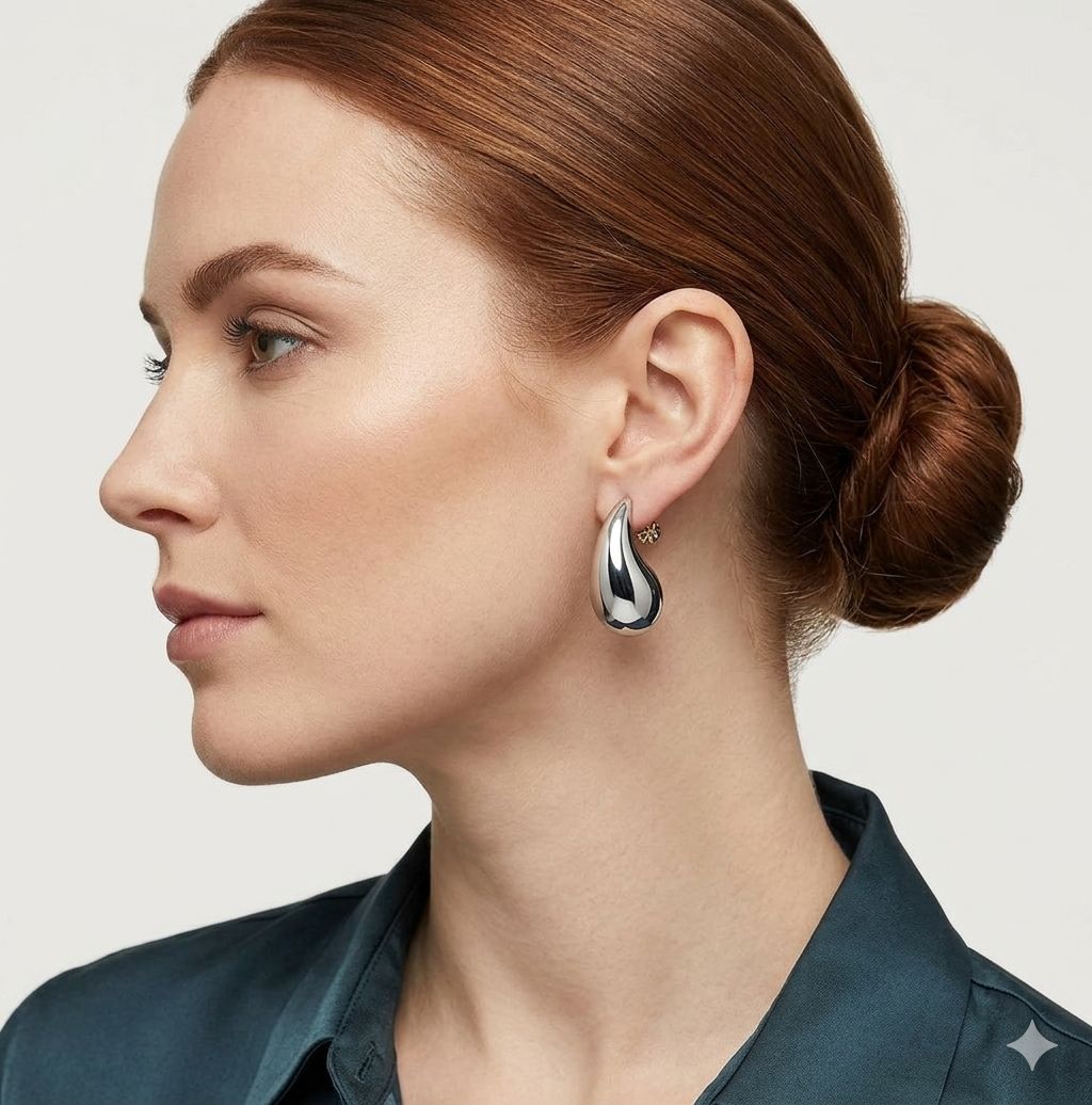 D'MAYE  SilverTear Drop Statement Earrings