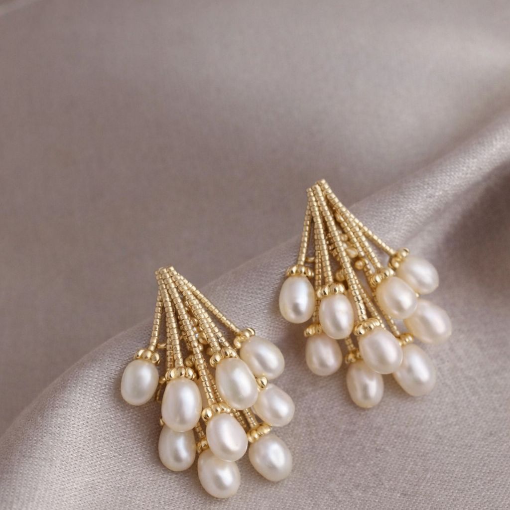 Elegant Pearl Cluster Drop Earrings for Women | D’MAYE