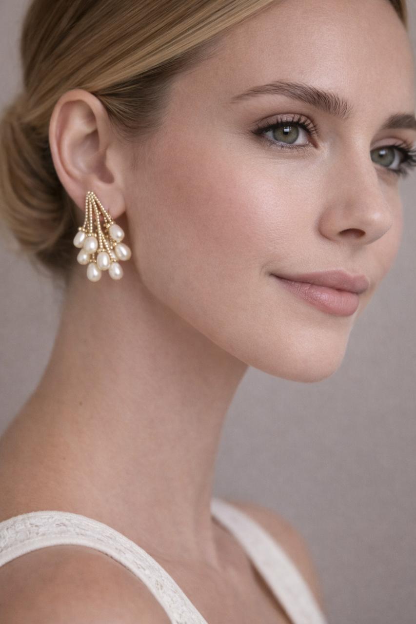 Elegant Pearl Cluster Drop Earrings for Women | D’MAYE
