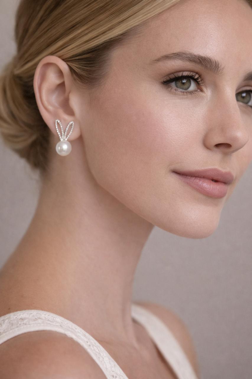 Gold Bow Pearl Earrings – D’MAYE