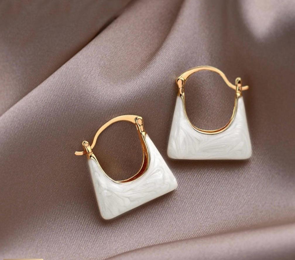 Minimalist Marble Dangle Hoop Earrings/D'MAYE