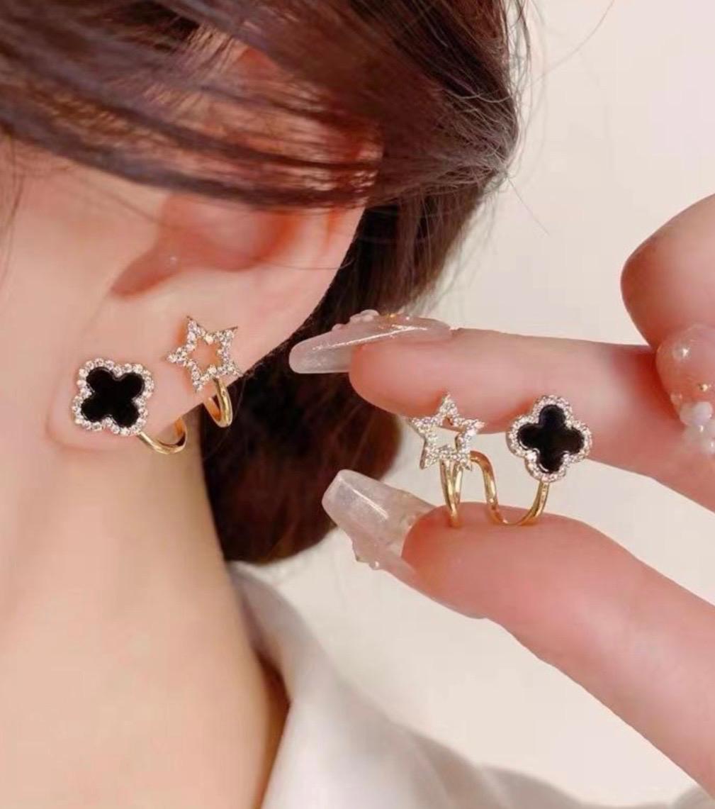 Elegant Double Stud Clover Star Earrings for Women/D'MAYE