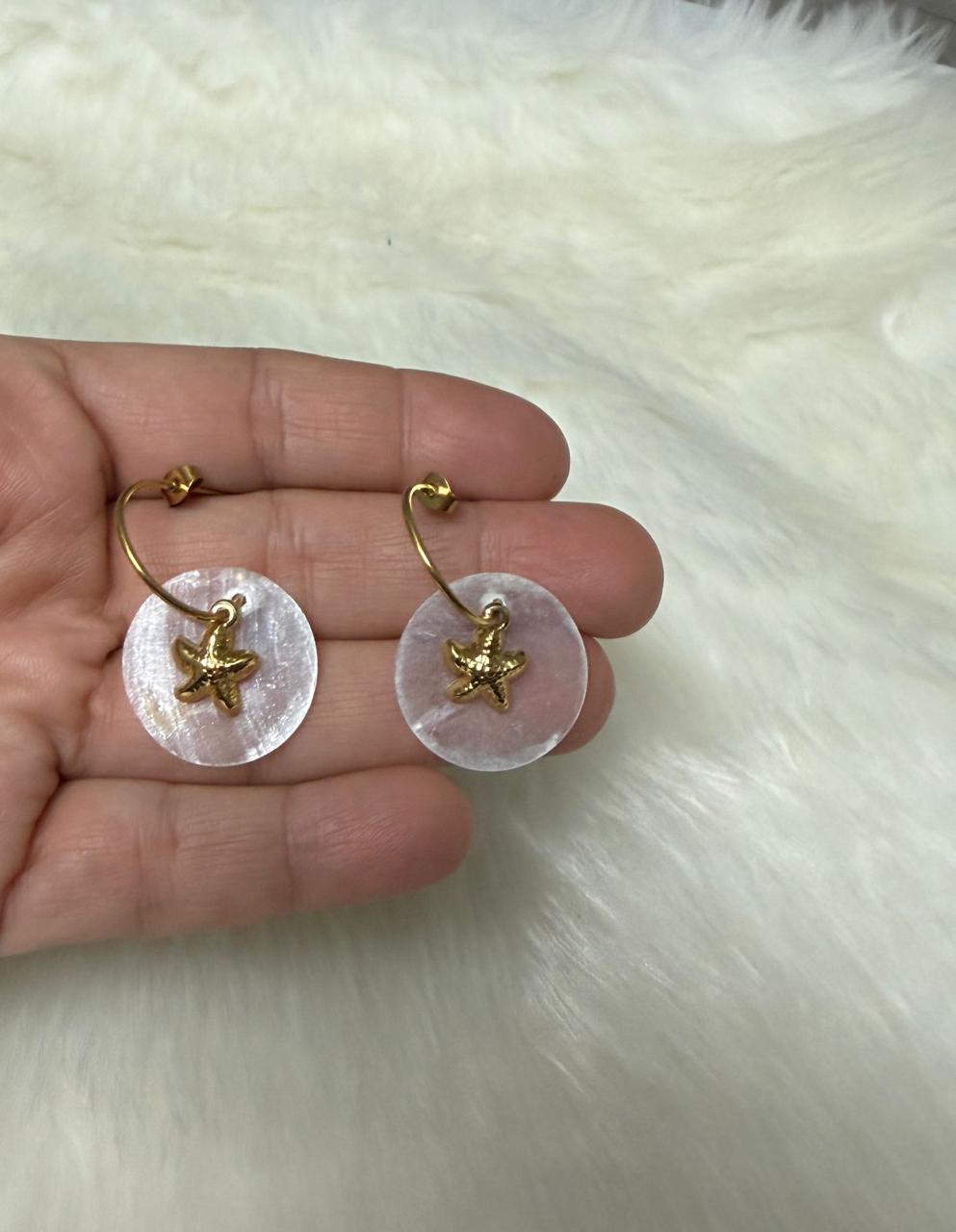 Gold Star Charm Pearl Drop Earrings – Minimal Elegant Statement Jewellery/D'MAYE