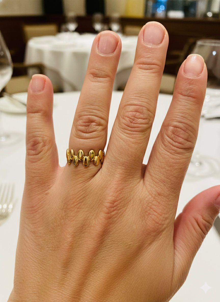 D’MAYE Gold Oval Bead Statement Ring – Minimal Luxury Adjustable Ring