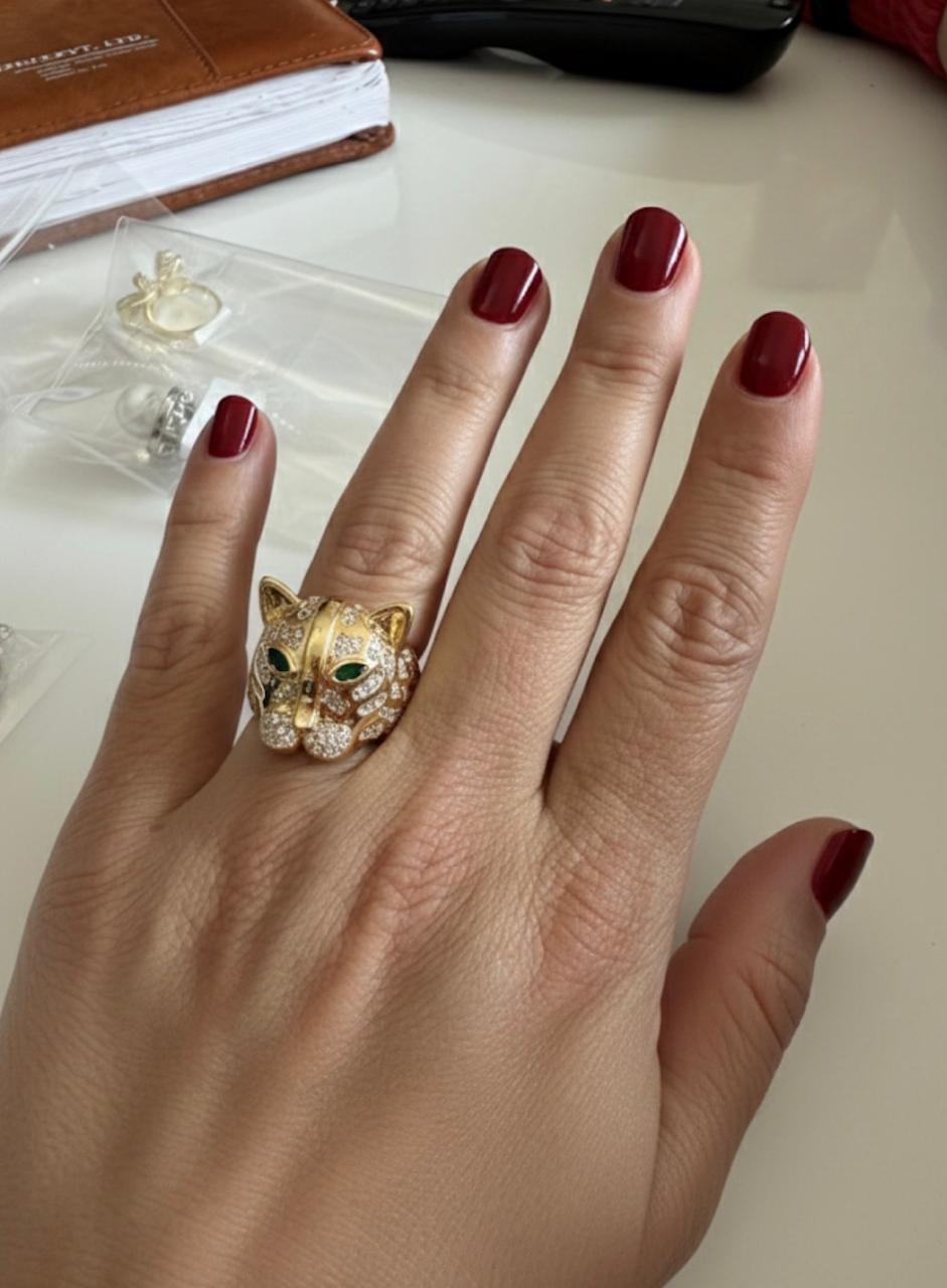 Gold Plated Panther Crystal Ring/D'MAYE