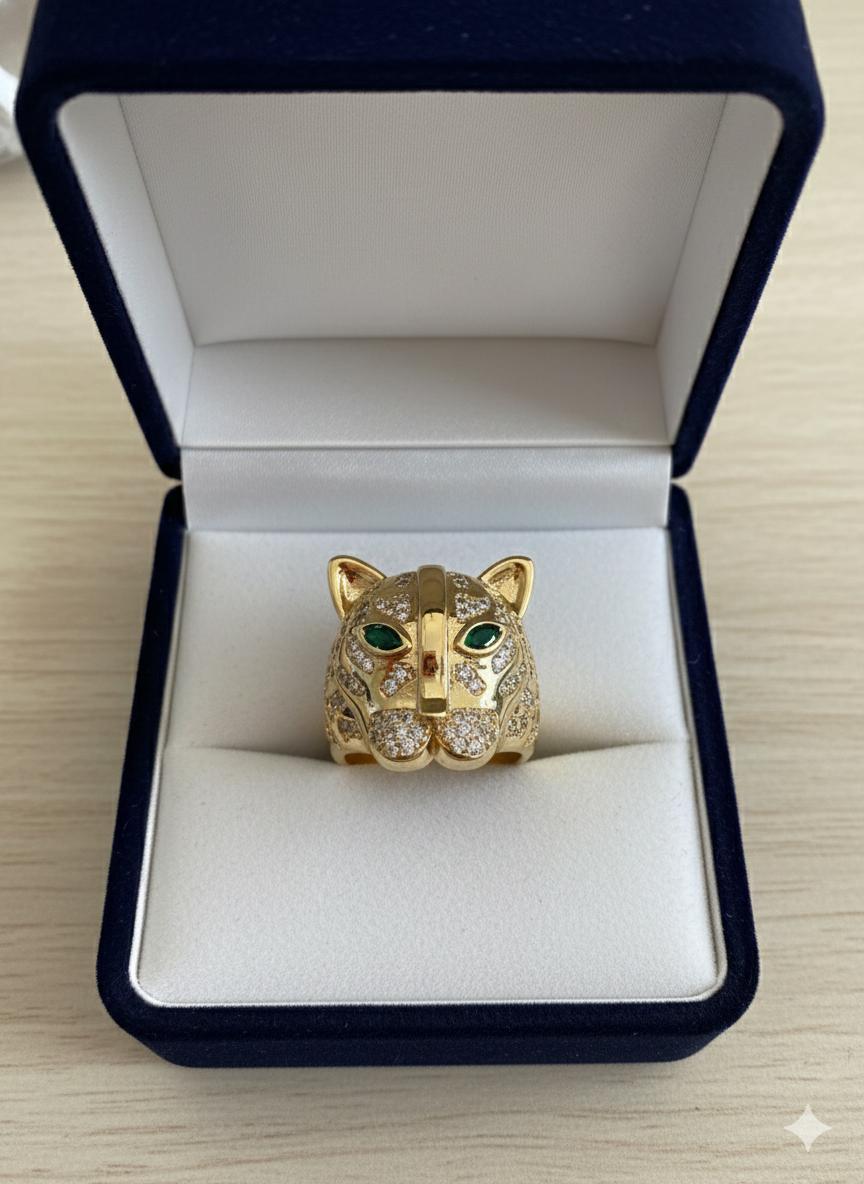 Gold Plated Panther Crystal Ring/D'MAYE
