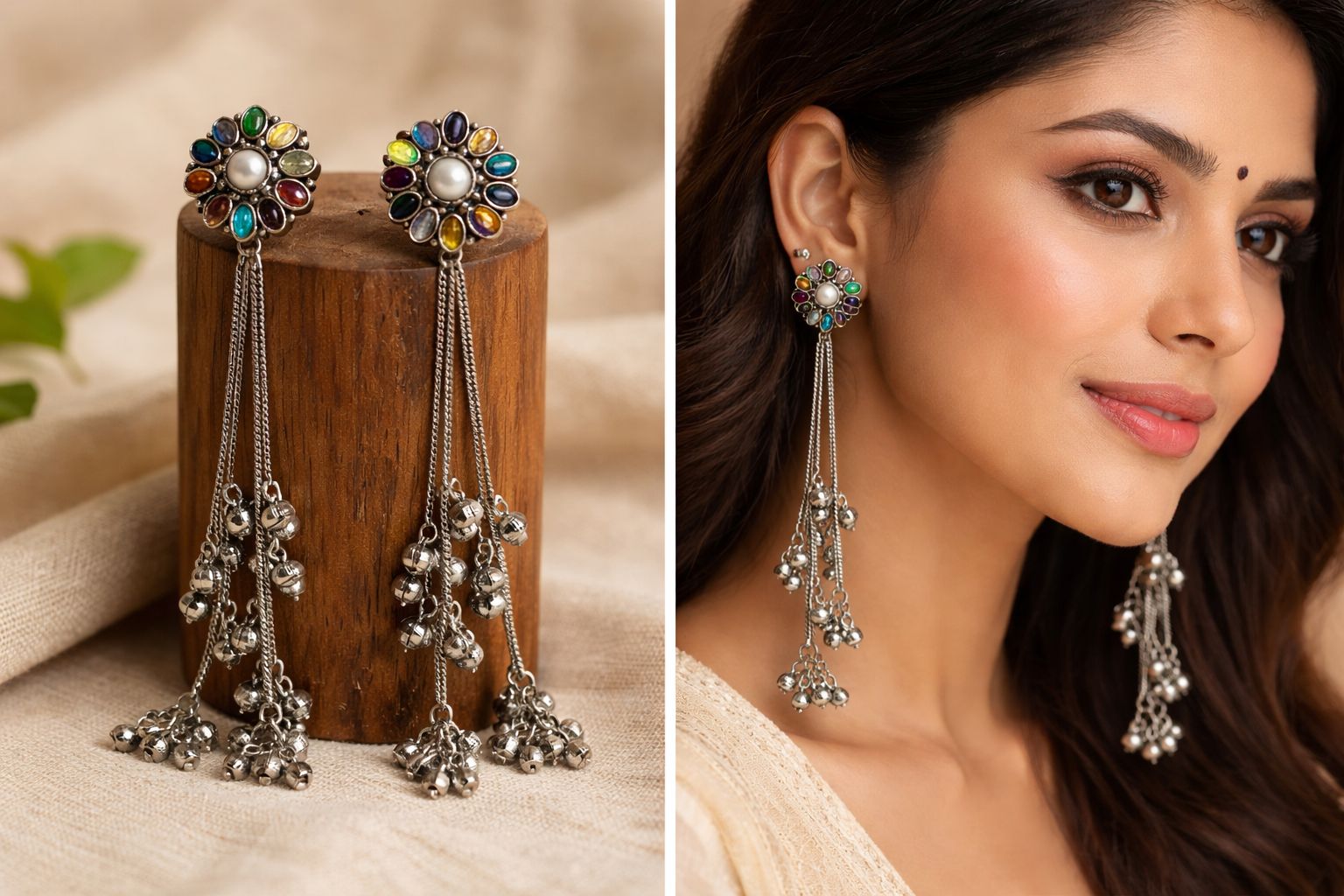 Kashmiri Earrings with Ghungroo Drops/D'MAYE