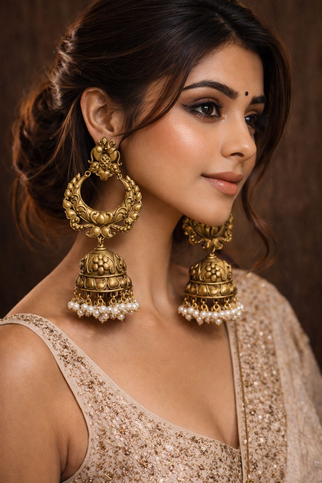 Antique Gold Peacock Jhumka Earrings with Pearl Drops | Traditional Ethnic Earrings for Women/D'MAYE