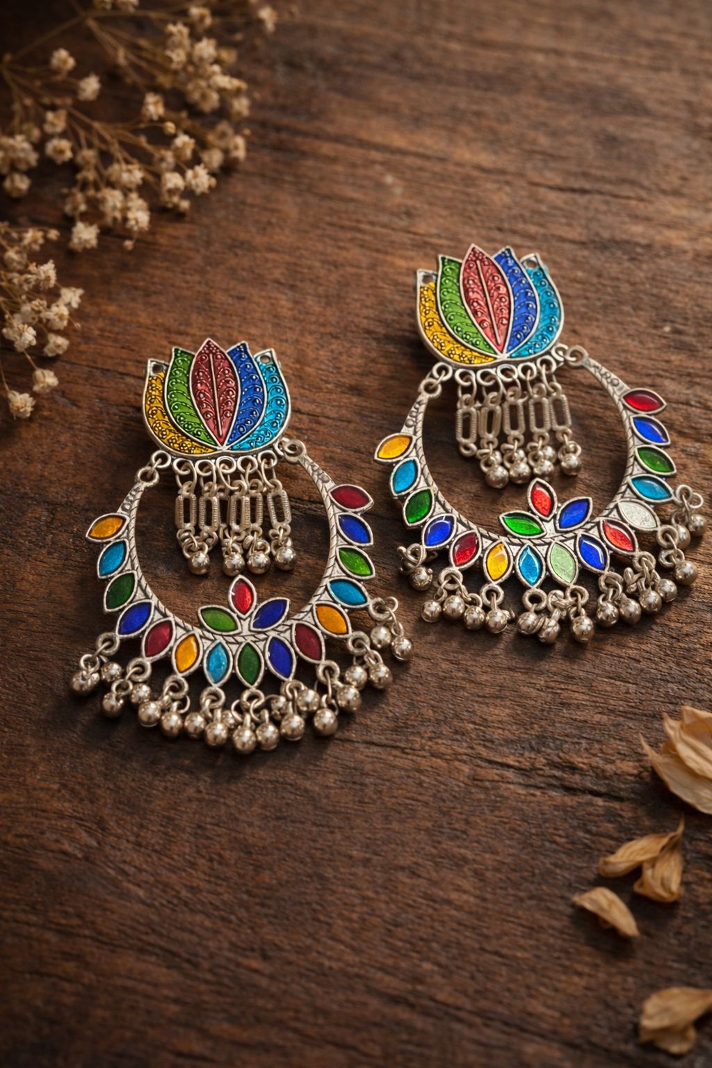 Multicolor Oxidized Chandbali Earrings for Women | Ethnic Statement Jewelry