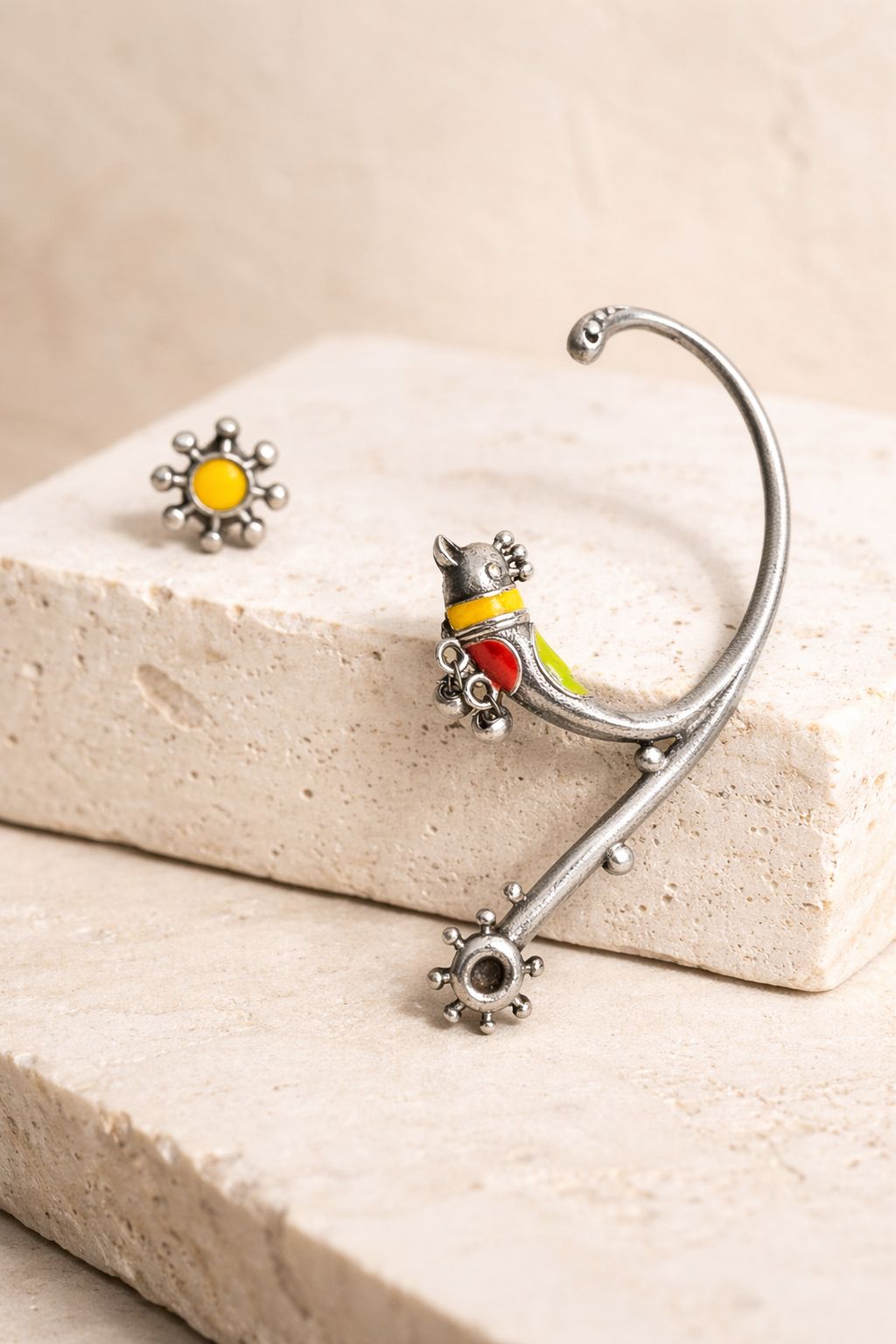 German Silver Ear Cuff Earrings with Stud | Trendy Fusion Jewelry