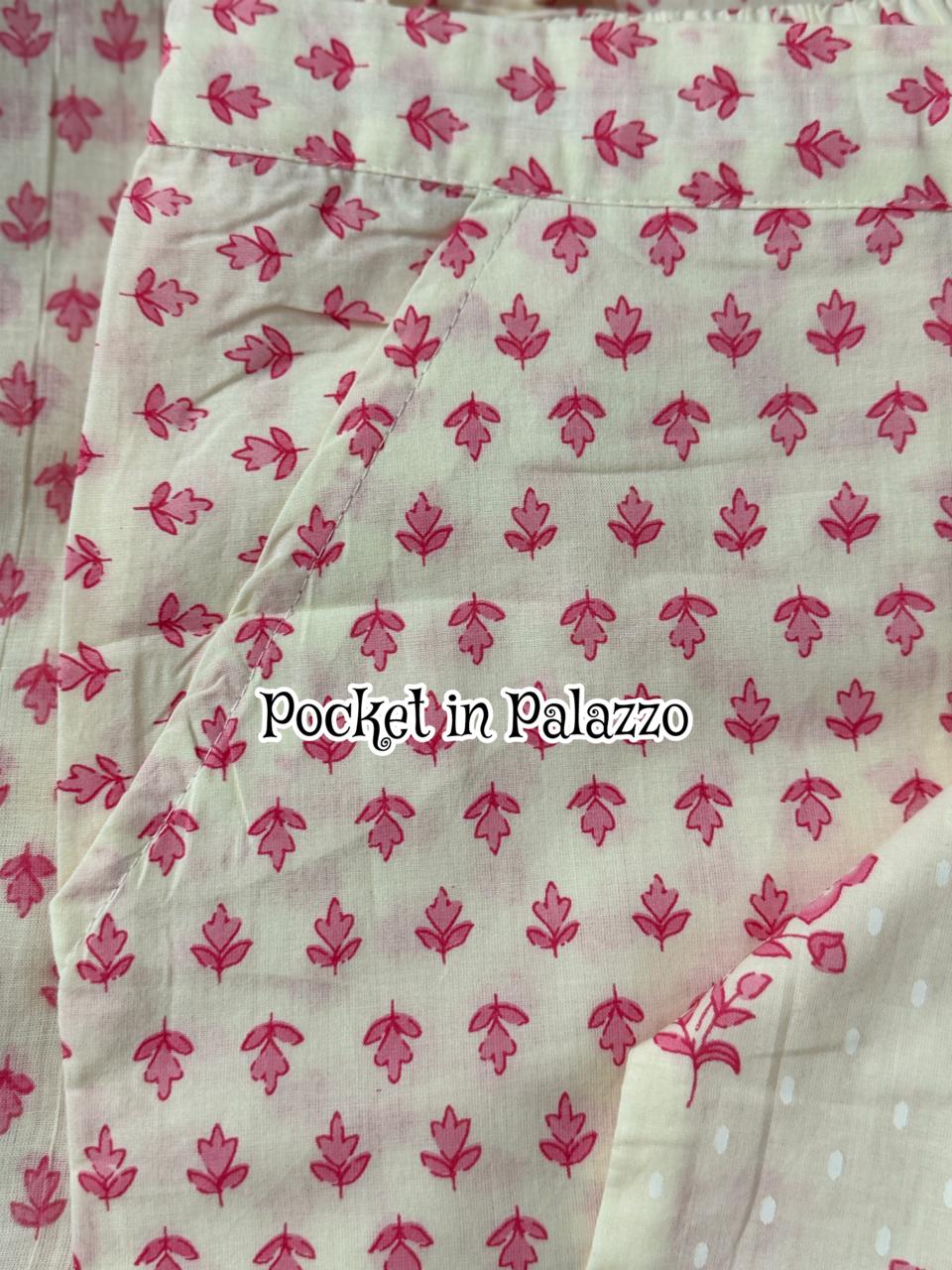 D’MAYE Pink Floral Cotton Kurta Set with Dupatta