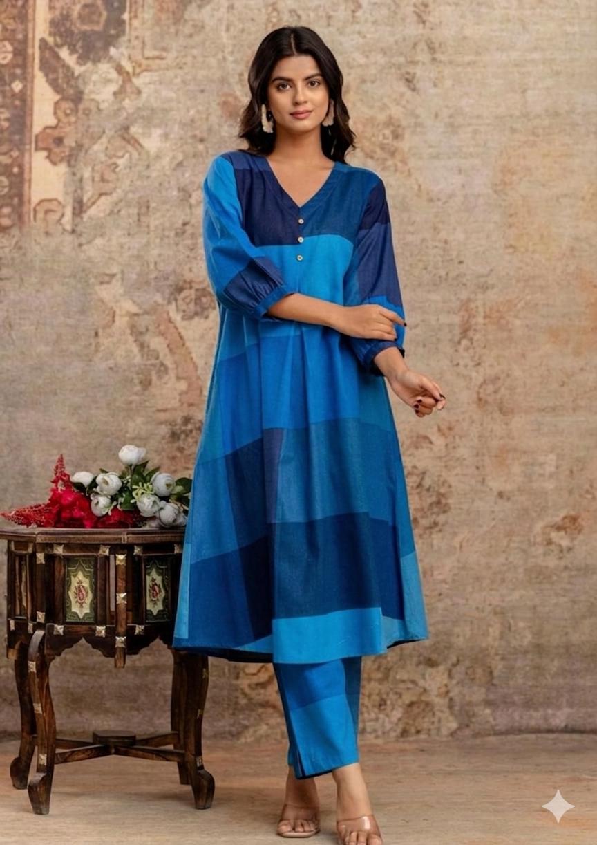 D'MAYE Colour block Kurta Set with Straight Pants