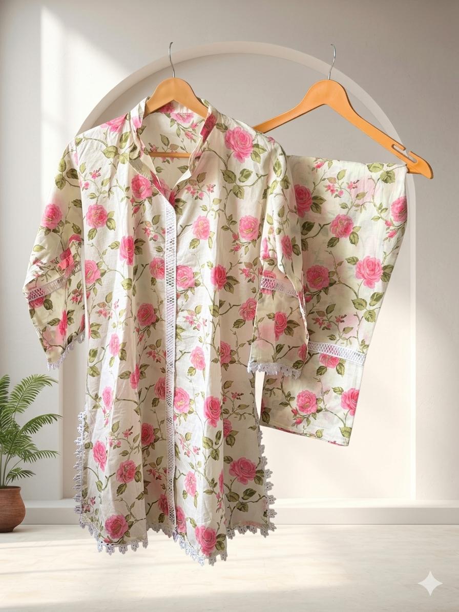 D'MAYE Elegant Floral Cotton Co-Ord Set for Women