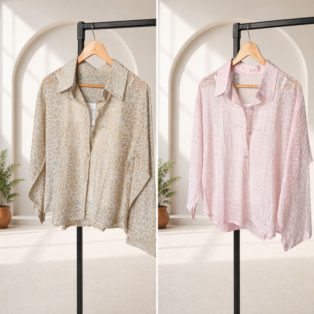 Women’s Floral Chicken work Button-Up Shirt