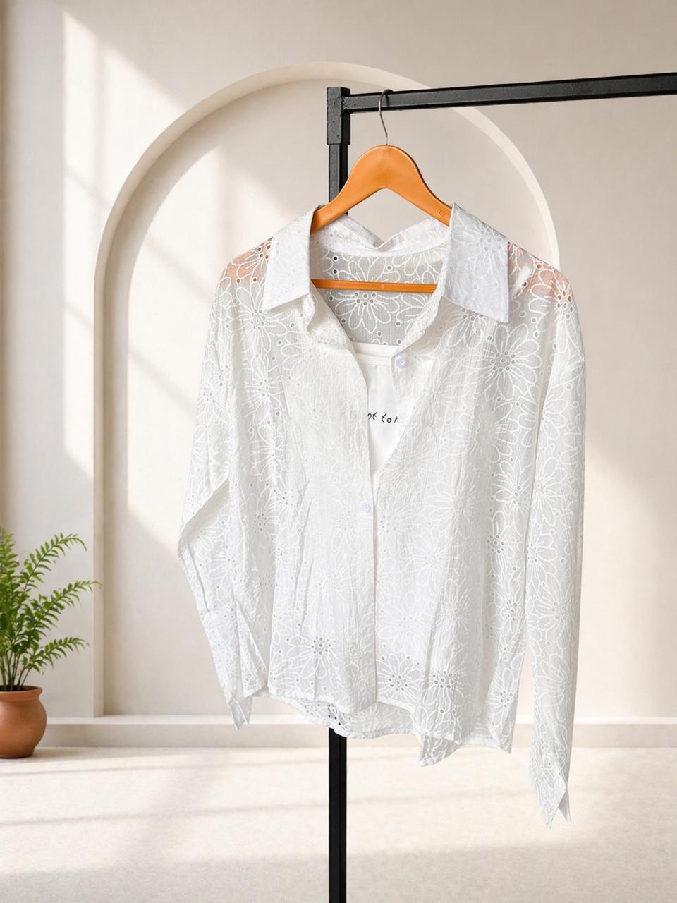 Women’s Floral Chicken work Button-Up Shirt