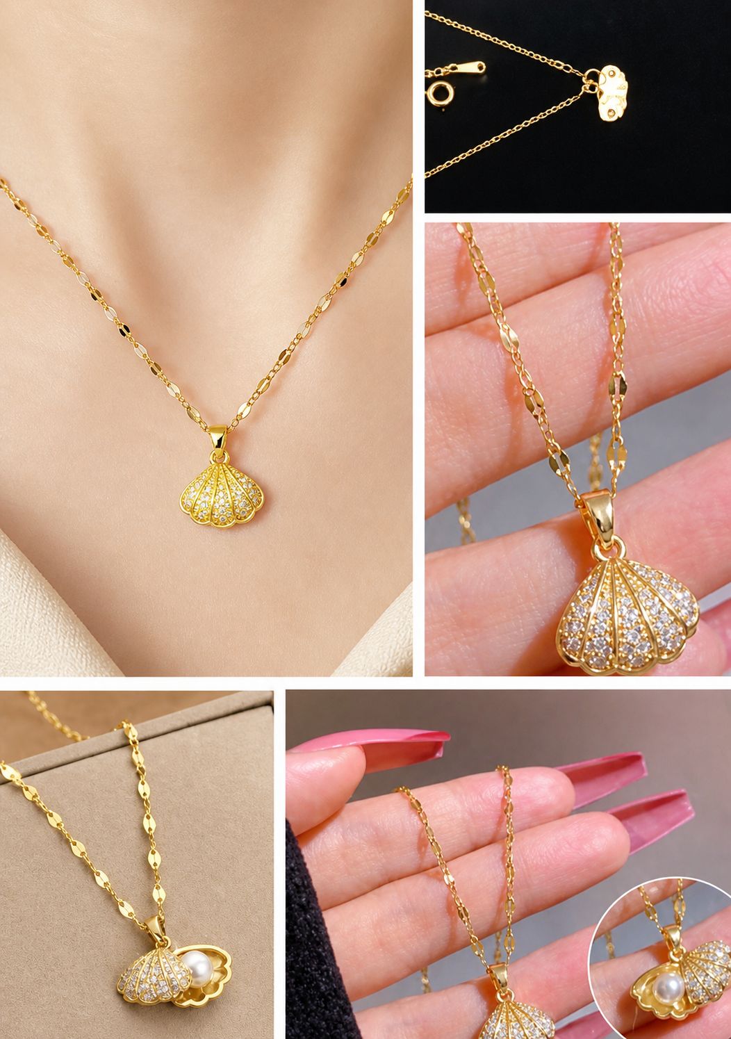 Anti Tarnish Shell Necklace for Women | Waterproof Gold Necklace | D’MAYE Fashion Jewelry