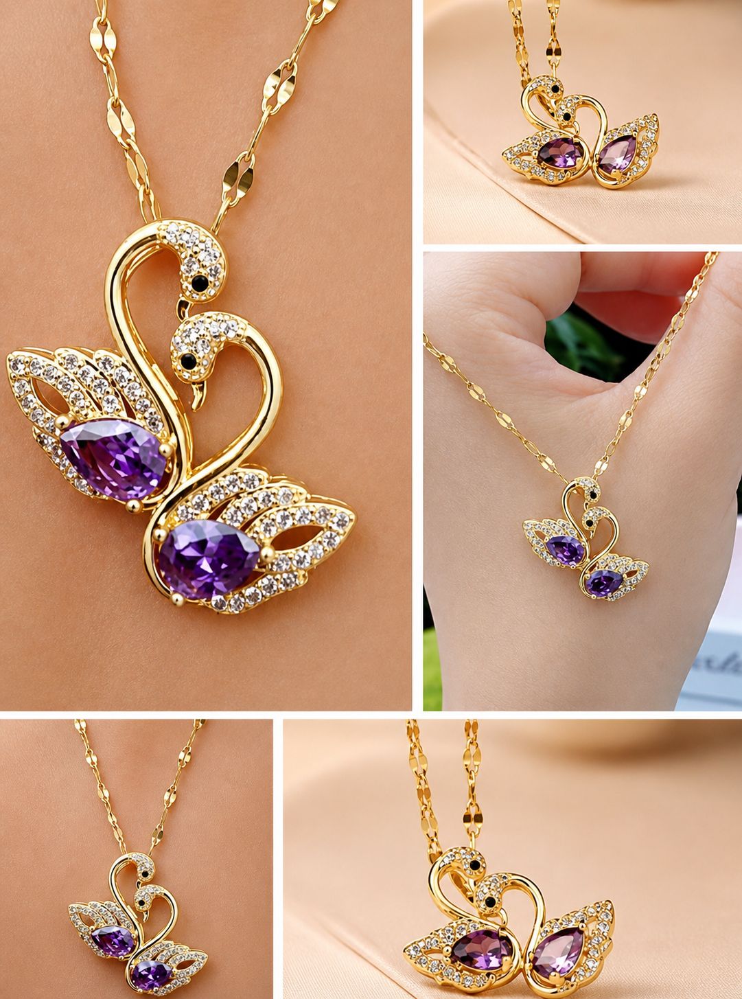 Premium Anti Tarnish Gold Swan Necklace for Women – Waterproof & Everyday Wear