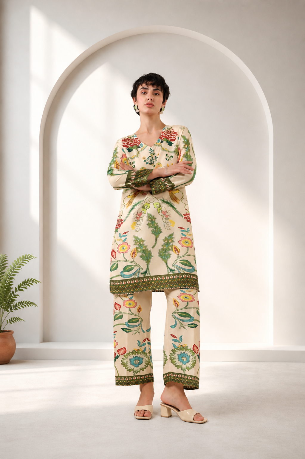 D'MAYE Ivory Garden Printed Coord Set