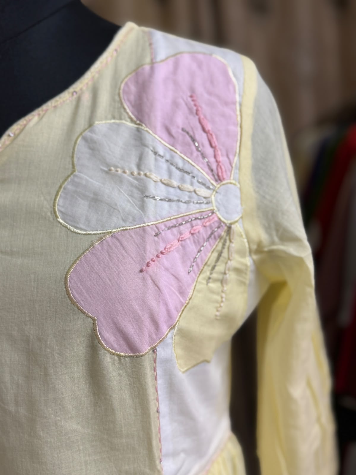 Women's Premium Pastel Yellow Cotton Co-Ord Set with Floral Appliqué | Elegant Summer Ethnic Wear