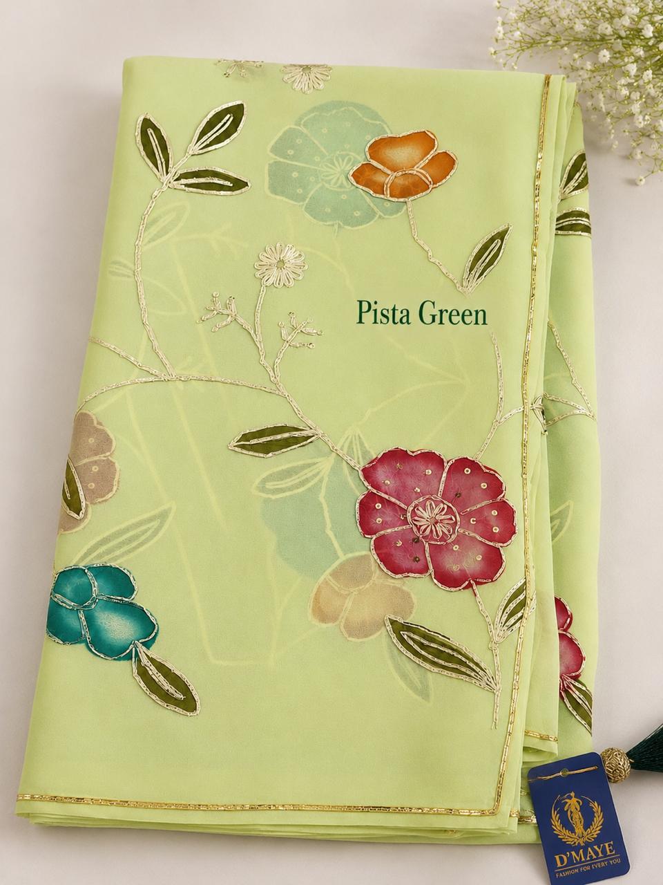 Handpainted Floral Saree – Available in 6 Beautiful Shades